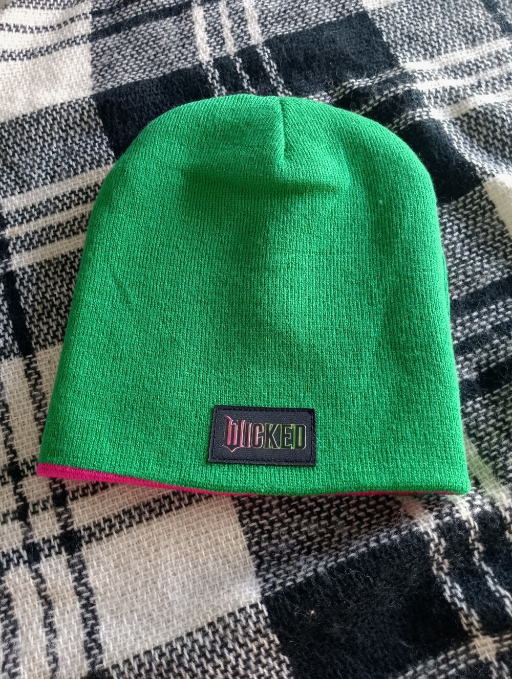 Wicked Green & Pink Reversible Beanie Hat